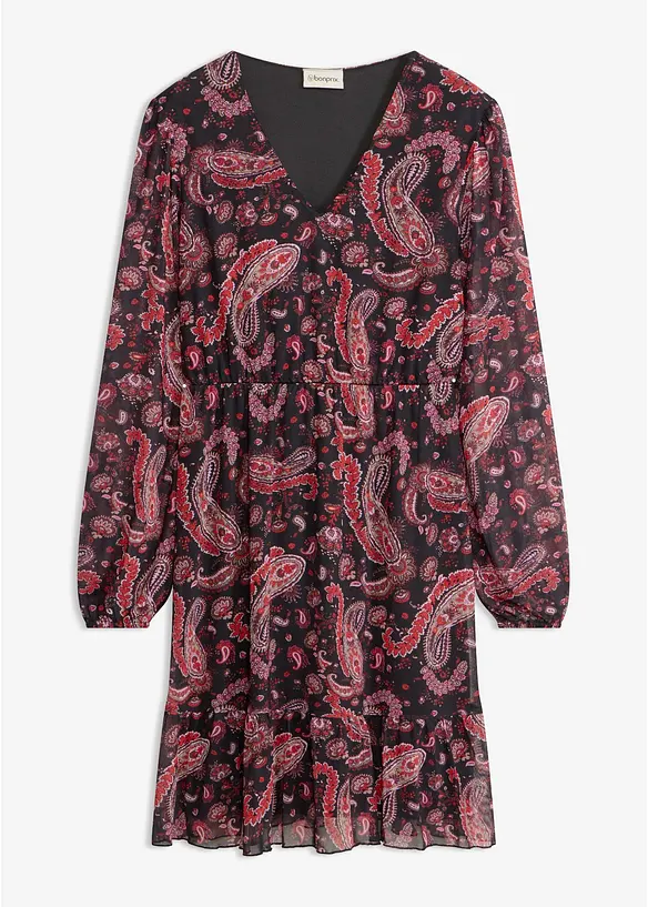 Kleid aus softem Mesh in schwarz von vorne - bonprix