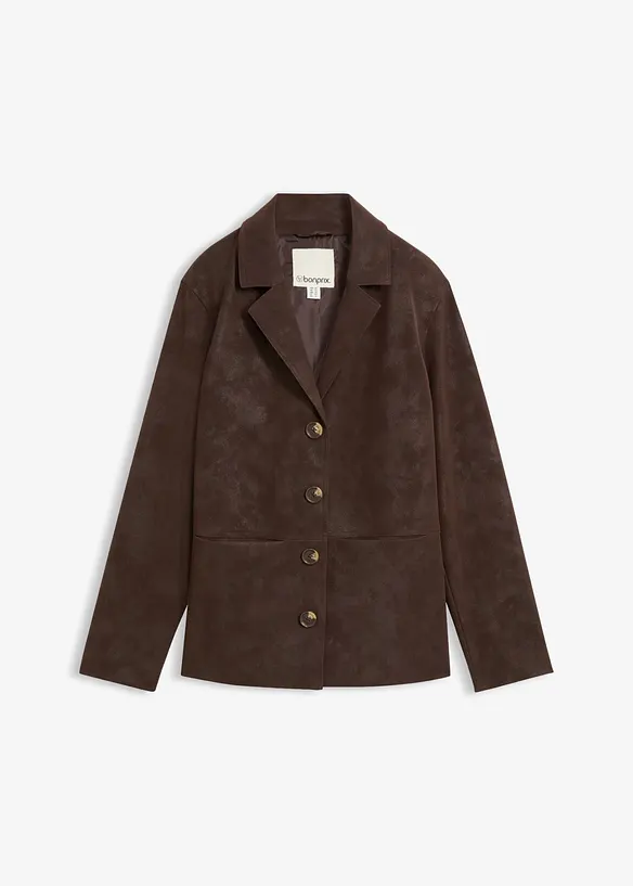 Veloursleder-Imitat-Blazer in braun von vorne - bonprix