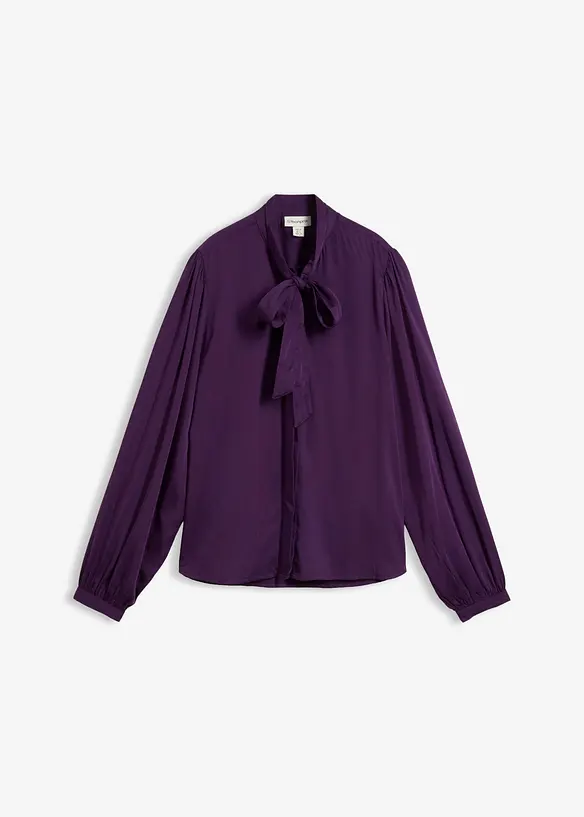 Bluse aus reinem Modal mit Schaldetail in lila von vorne - bonprix