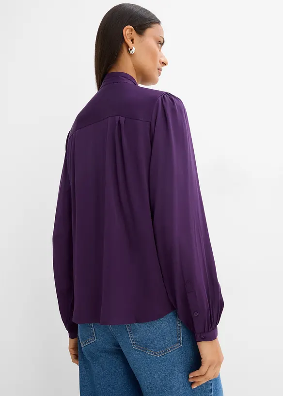 Bluse aus reinem Modal mit Schaldetail in lila von hinten (im Anschnitt) - bonprix