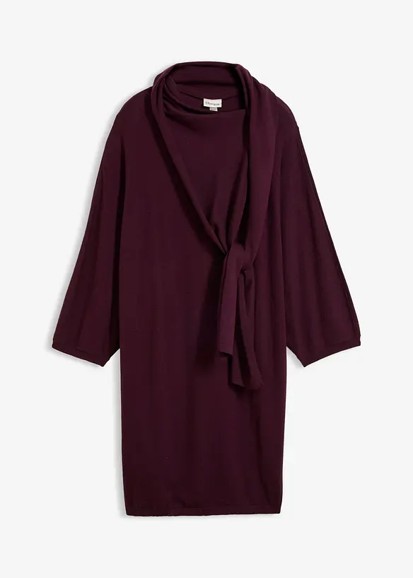 Strickkleid mit Schaldetail aus Viskose-Mix in rot von vorne - bonprix Strickkleid mit Schaldetail aus Viskose-Mix in rot von vorne - bonprix