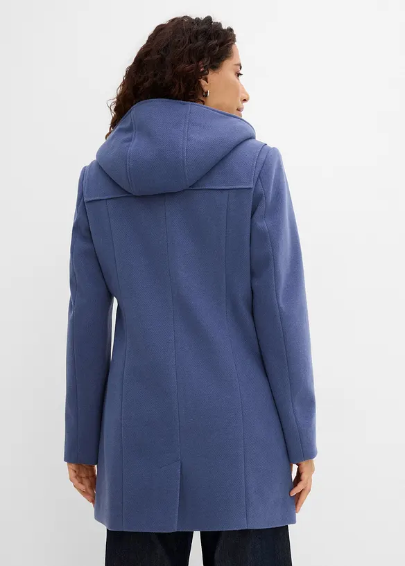 Wollimitat-Longjacke mit Flanell-Futter in blau von hinten (im Anschnitt) - bonprix