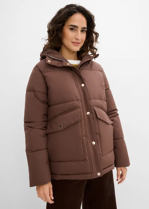 Steppjacke in braun von vorne (im Anschnitt) - bonprix