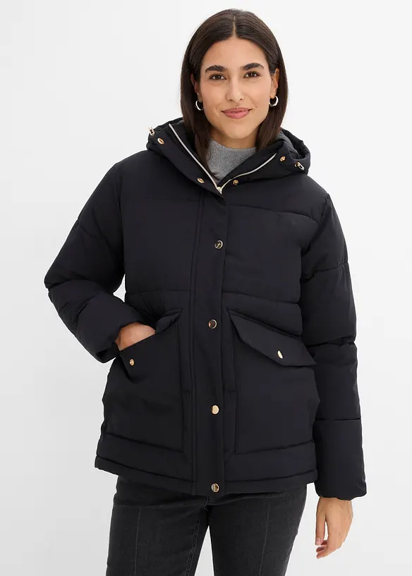 Steppjacke in schwarz von vorne (im Anschnitt) - bonprix
