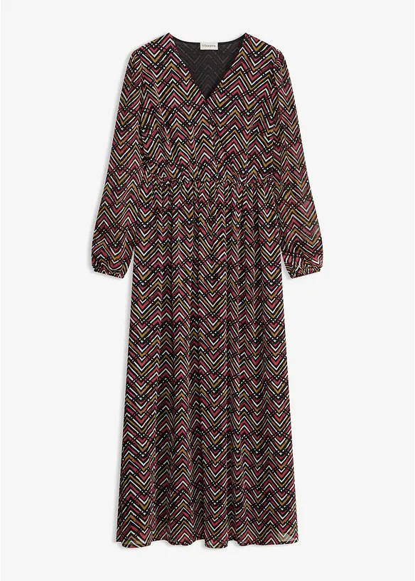 Ausgestelltes Chiffonkleid in schwarz von vorne - bonprix Ausgestelltes Chiffonkleid in schwarz von vorne - bonprix
