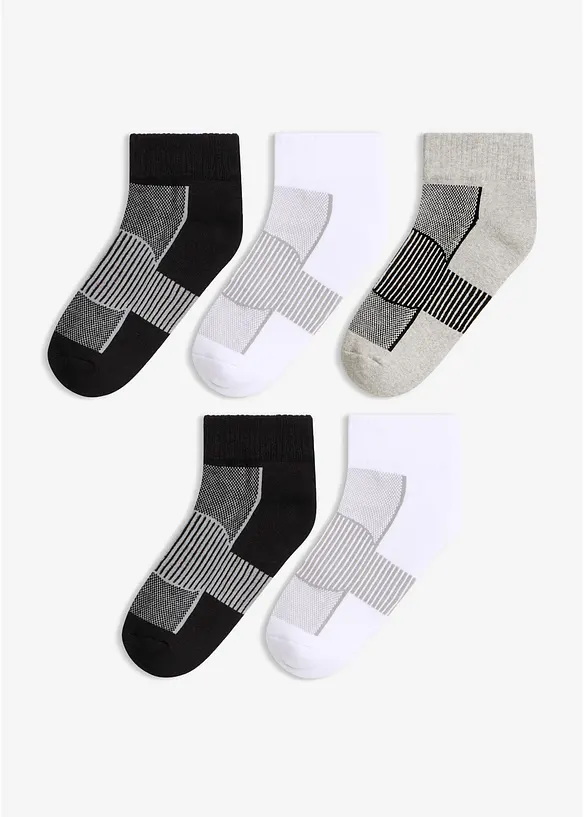 Sportsocken mit Innenfrottee (5er Pack) in schwarz von vorne - bonprix