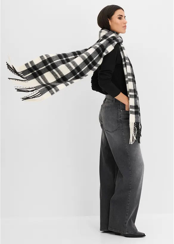 karierter Schal XXL in schwarz von vorne (im Anschnitt) - bonprix