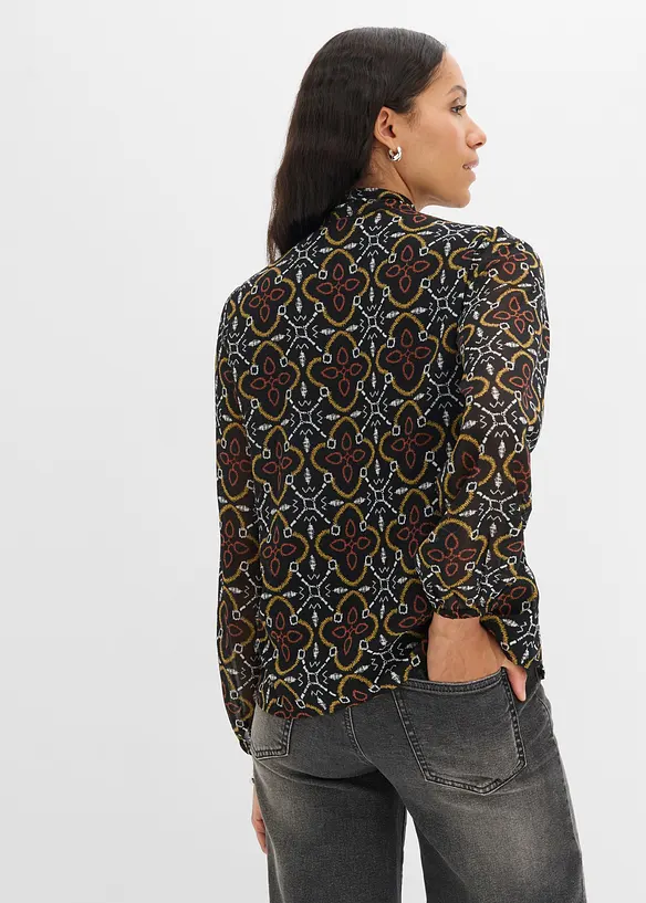 Chiffonbluse mit Schluppenkragen in schwarz von hinten (im Anschnitt) - bonprix Chiffonbluse mit Schluppenkragen in schwarz von hinten (im Anschnitt) - bonprix