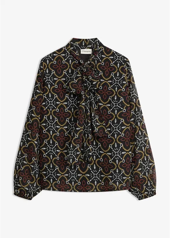 Chiffonbluse mit Schluppenkragen in schwarz von vorne - bonprix Chiffonbluse mit Schluppenkragen in schwarz von vorne - bonprix
