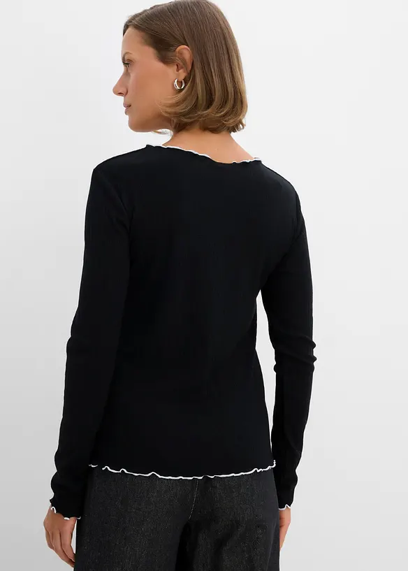 Langarmshirt dekorativen Nähten in schwarz von hinten (im Anschnitt) - bonprix