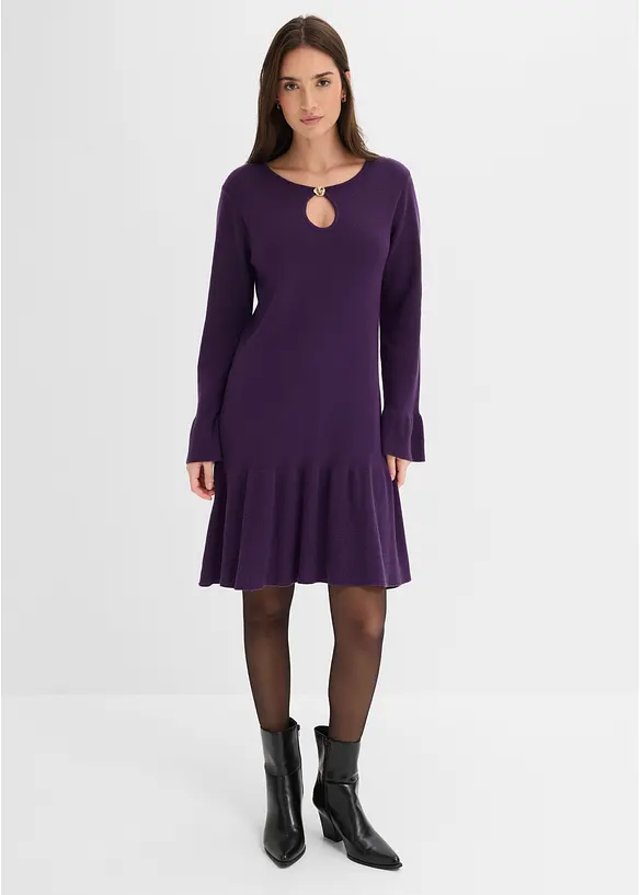 Strickkleid aus Viskose-Mix in lila von vorne (Totalaufnahme) - bonprix Strickkleid aus Viskose-Mix in lila von vorne (Totalaufnahme) - bonprix