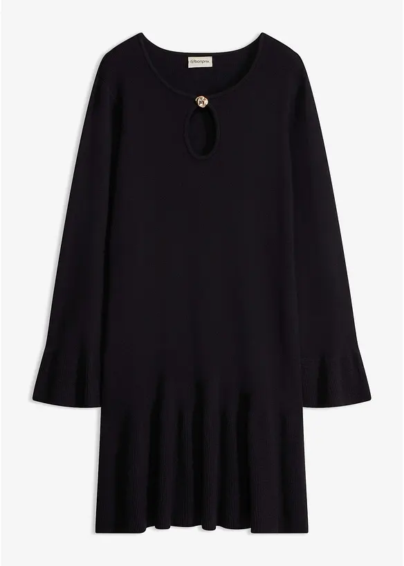 Strickkleid aus Viskose-Mix in schwarz von vorne - bonprix