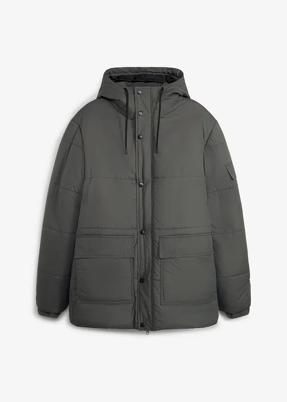 Wasserabweisende 3 in 1 Jacke mit integrierter Fleecejacke in grau von vorne - bonprix