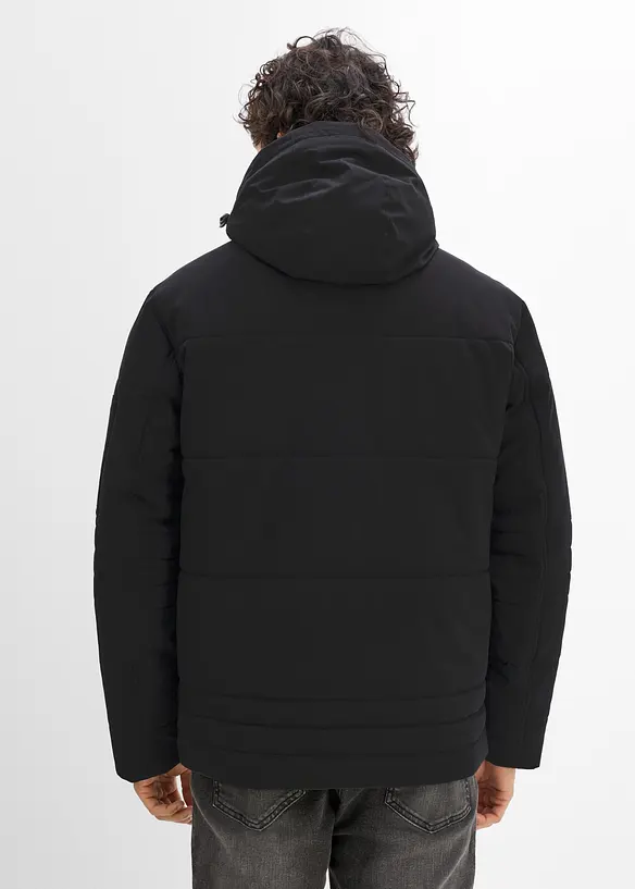 Wasserabweisende Funktions-Jacke mit abnehmbarer Kapuze in schwarz von hinten (im Anschnitt) - bonprix