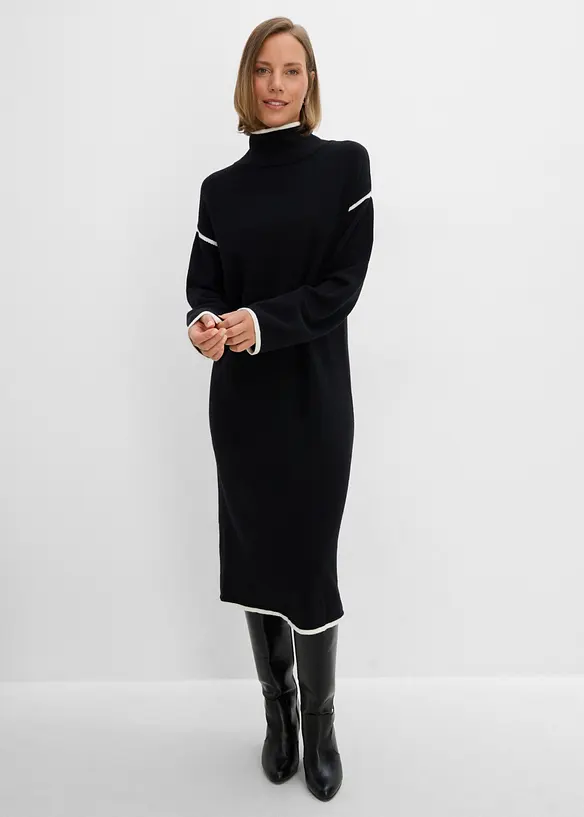 Strickkleid aus Baumwoll-Mix in schwarz von vorne (Totalaufnahme) - bonprix Strickkleid aus Baumwoll-Mix in schwarz von vorne (Totalaufnahme) - bonprix