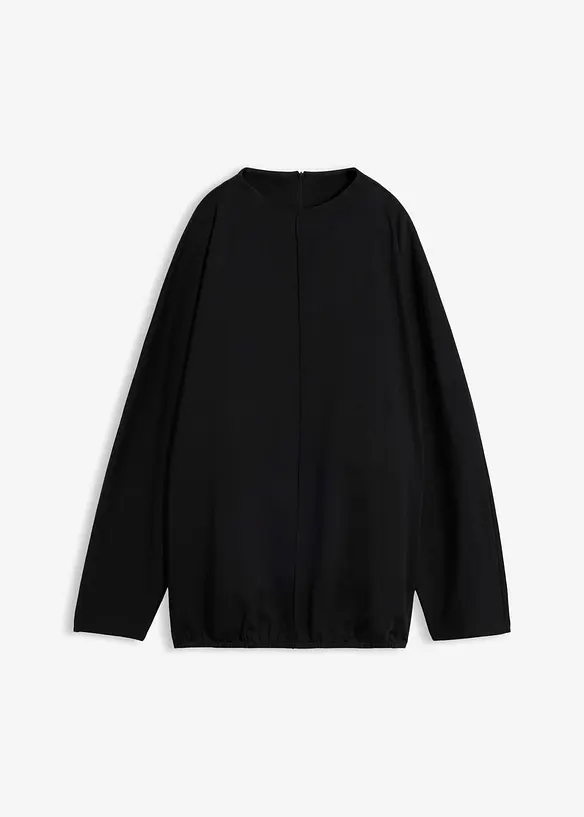 Langarmshirt aus schwerer Bio-Baumwolle in schwarz von vorne - bonprix