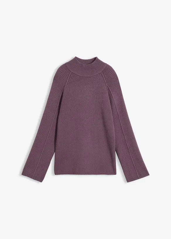 Rollkragenpullover aus Viskose-Mix in lila von vorne - bonprix