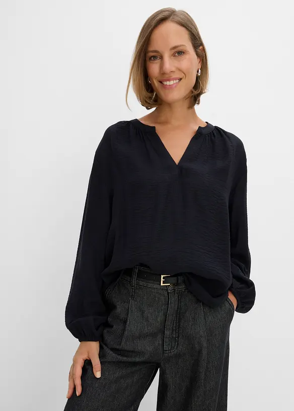 Tunikabluse aus Viskose-Mix in schwarz von vorne (im Anschnitt) - bonprix Tunikabluse aus Viskose-Mix in schwarz von vorne (im Anschnitt) - bonprix