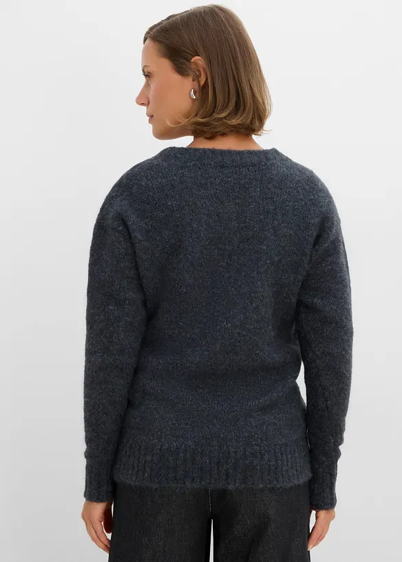 Pullover mit Wollanteil in grau von hinten (im Anschnitt) - bonprix