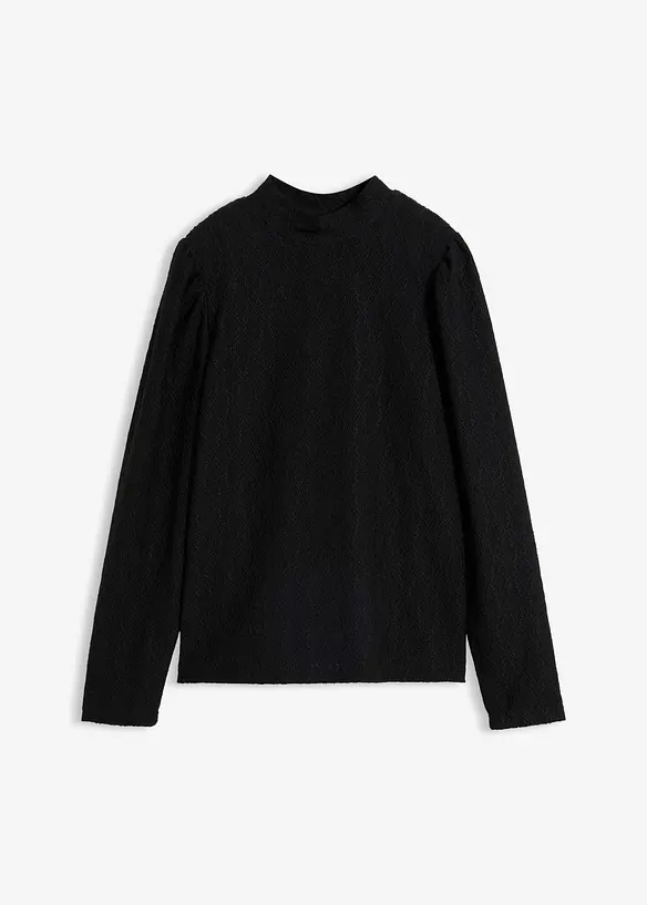 Shirtbluse mit Puffärmeln in schwarz von vorne - bonprix Shirtbluse mit Puffärmeln in schwarz von vorne - bonprix