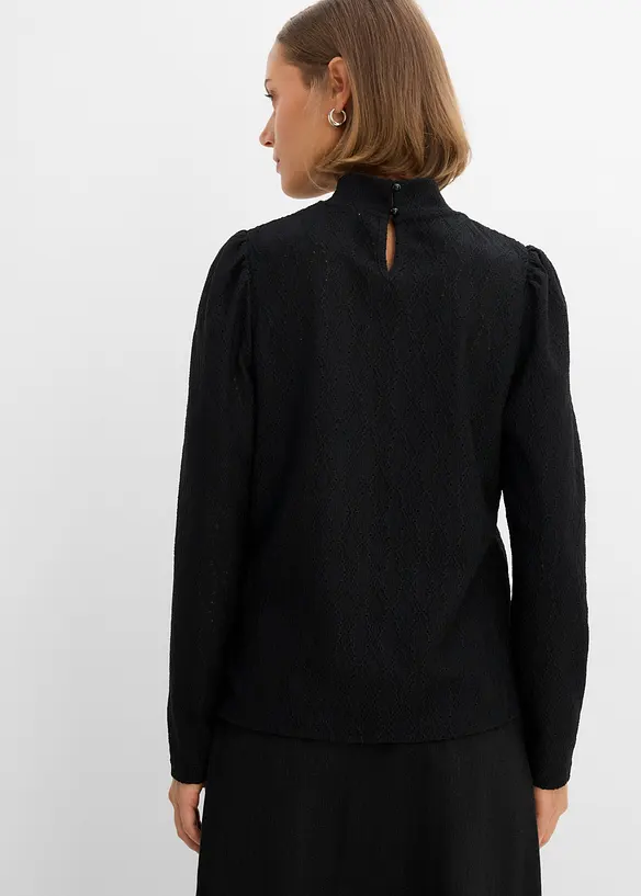 Shirtbluse mit Puffärmeln in schwarz von hinten (im Anschnitt) - bonprix Shirtbluse mit Puffärmeln in schwarz von hinten (im Anschnitt) - bonprix