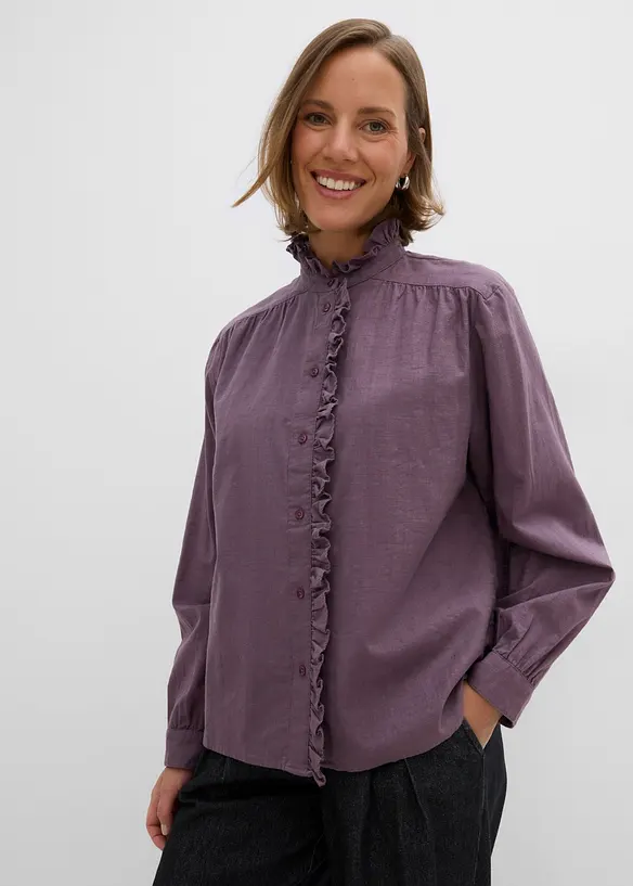Bluse in lila von vorne (im Anschnitt) - bonprix