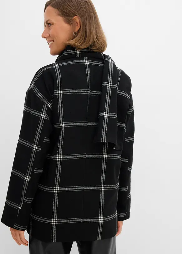 Übergangsjacke mit abnehmbarem Schal in schwarz von hinten (im Anschnitt) - bonprix