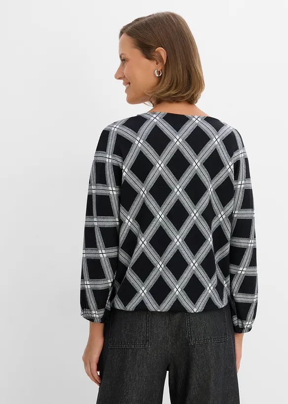 Pullover aus feinem Viskose-Mix in schwarz von hinten (im Anschnitt) - bonprix