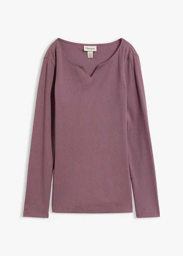 Langarmshirt in lila von vorne - bonprix