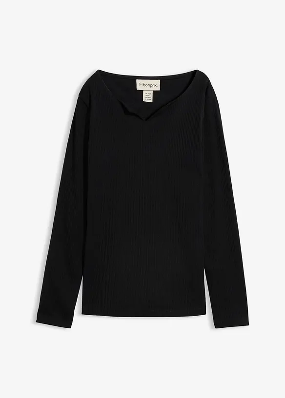 Langarmshirt in schwarz von vorne - bonprix