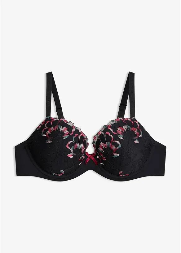 Schalen-BH mit zarter Stickerei in schwarz von vorne - bonprix