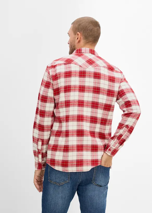 Flanellhemd aus reiner Baumwolle in rot von hinten (im Anschnitt) - bonprix