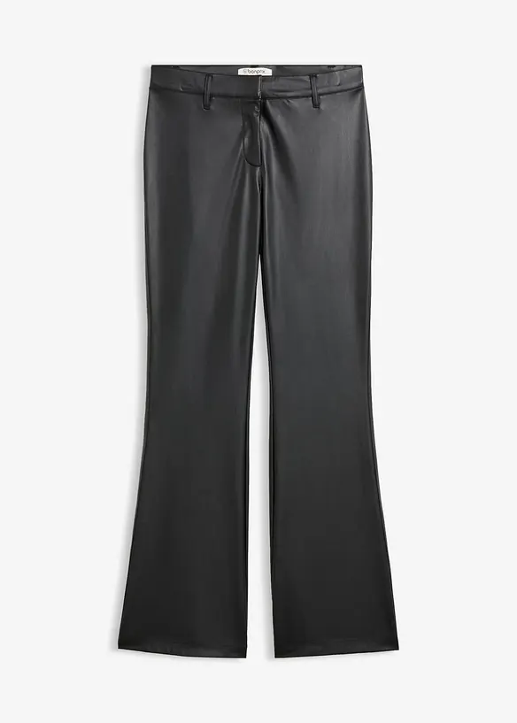 Lederimitat-Hose in schwarz von vorne - bonprix