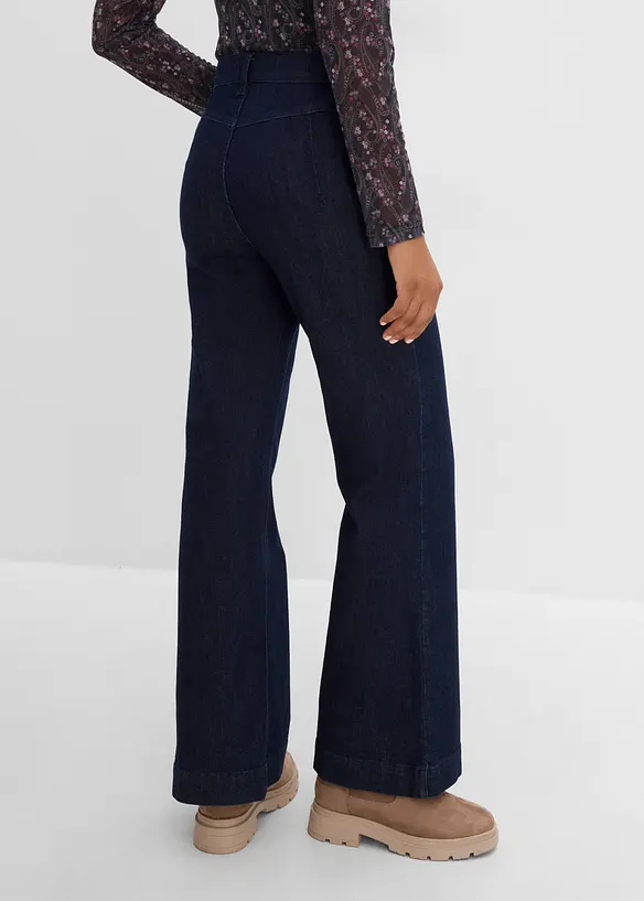 Flared-Jeans High Waist in blau von hinten - bonprix