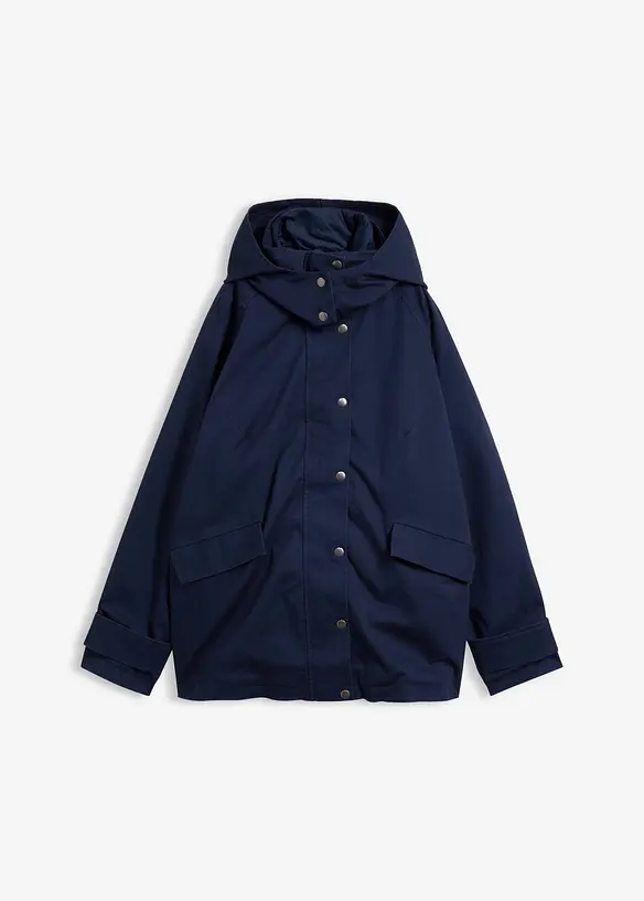 3 in 1 Jacke, wasserabweisende Longjacke, Weste in blau von vorne - bonprix