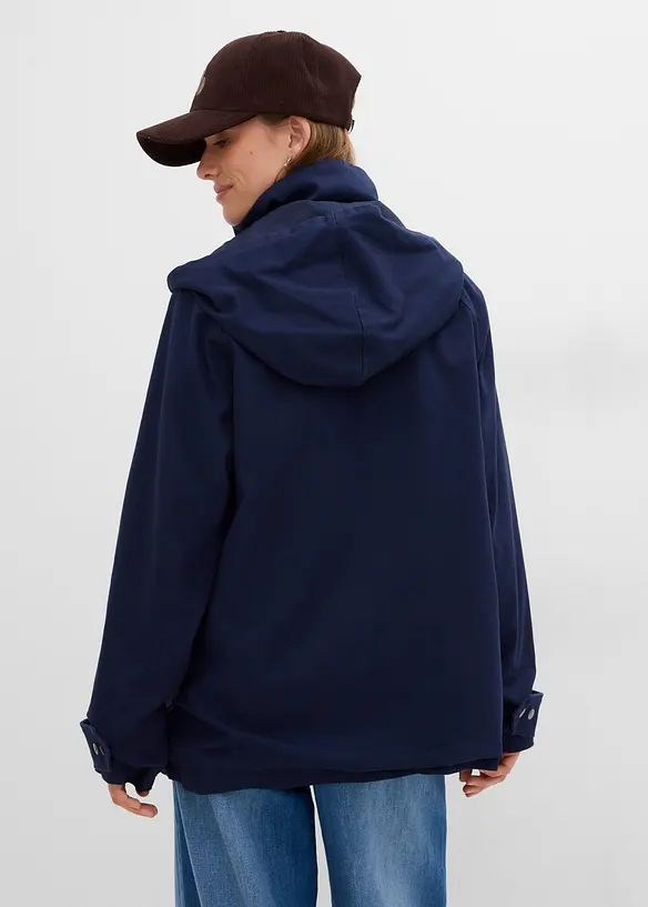3 in 1 Jacke, wasserabweisende Longjacke, Weste in blau von hinten (im Anschnitt) - bonprix