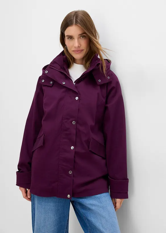 3 in 1 Jacke, wasserabweisende Longjacke, Weste in lila von vorne (im Anschnitt) - bonprix