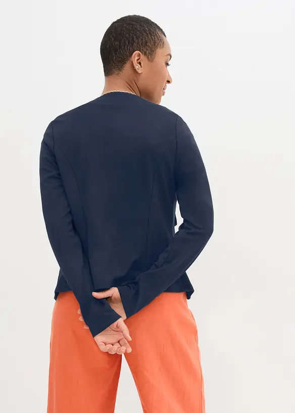 Jersey-Blazer aus Punto di Roma in blau von hinten (im Anschnitt) - bonprix