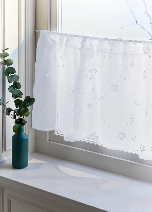 Scheibengardine mit Glanz Sternen in silber (Ambiente) - bonprix