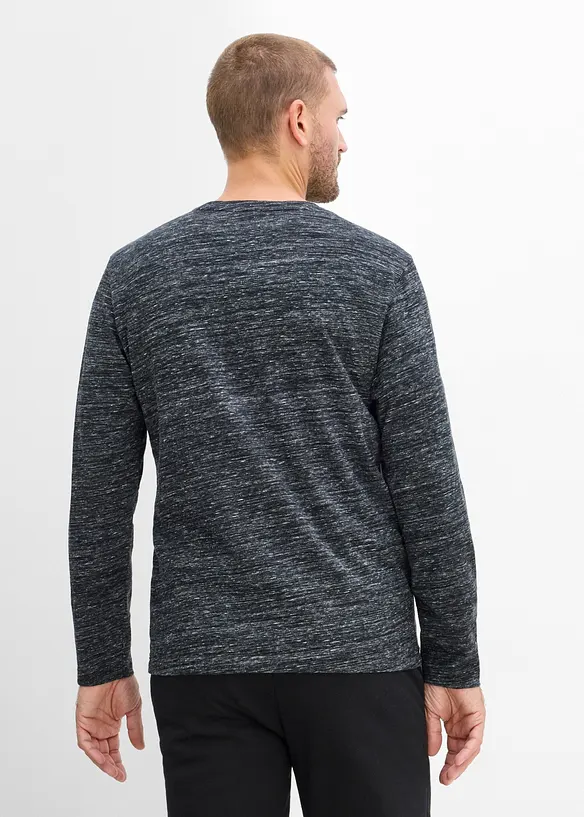 Langarmshirt aus Baumwoll-Mix (3er Pack) in blau von hinten (im Anschnitt) - bonprix