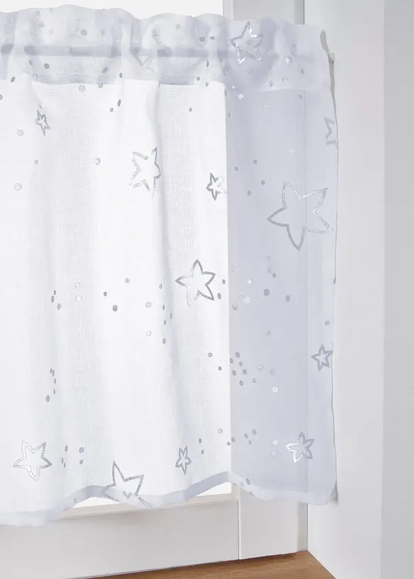 Scheibengardine mit Glanz Sternen in silber (Detailaufnahme) - bonprix