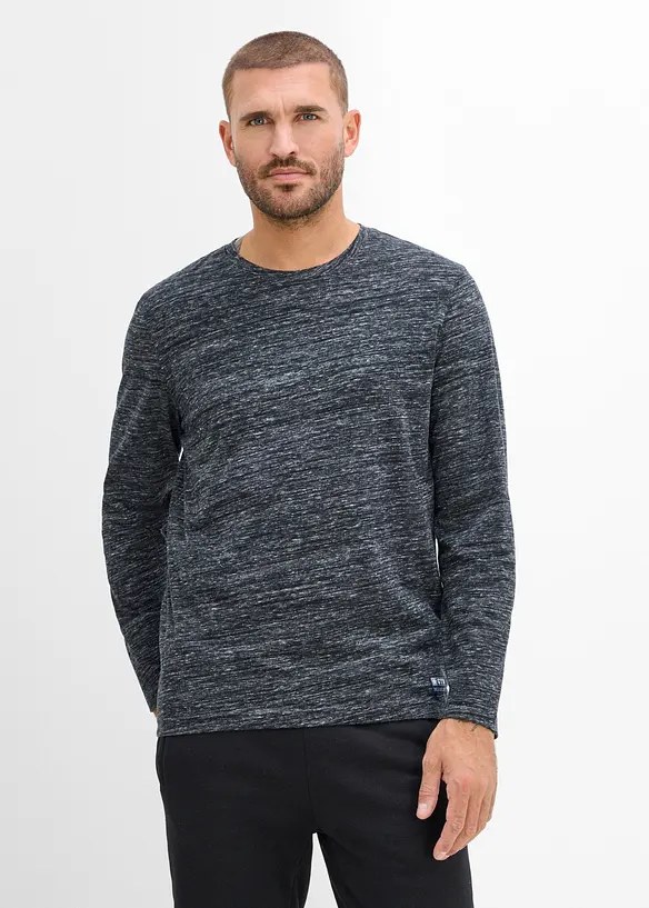 Langarmshirt aus Baumwoll-Mix (3er Pack) in blau von vorne (im Anschnitt) - bonprix
