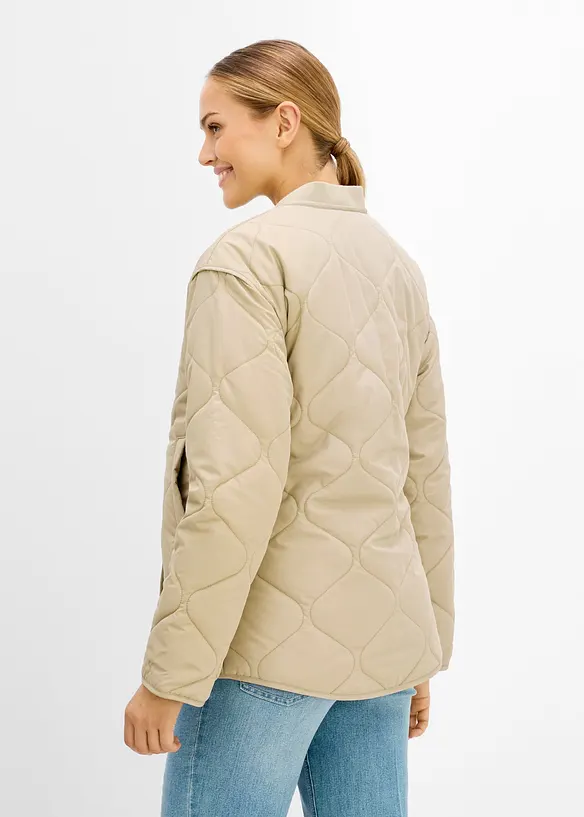 3-in-1 Ultraleichte Umstands-Steppjacke mit Trageeinsatz (2-tlg. Set) in beige von hinten (im Anschnitt) - bonprix