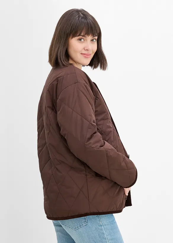 4-in-1 kuschelige Umstandsjacke zum Wenden mit Trageeinsatz (2 tlg. Set) in braun von hinten (im Anschnitt) - bonprix