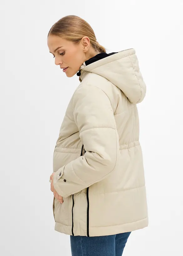 6-in-1 Umstands-Tragejacke mit herausnehmbarer Fleecejacke in beige von hinten (im Anschnitt) - bonprix
