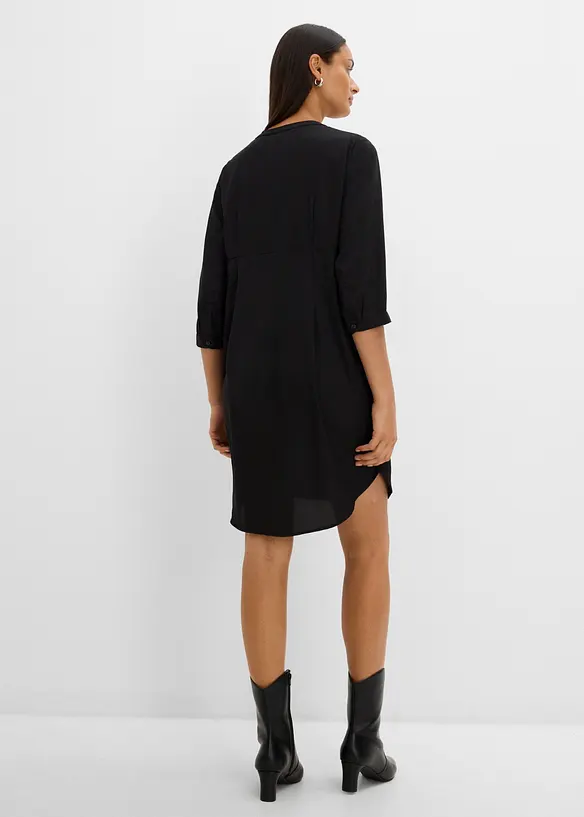 Blusenkleid mit kurzer Knopfleiste in schwarz von hinten (Totalaufnahme) - bonprix