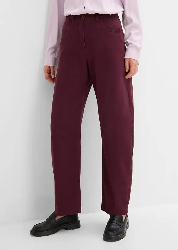 High-Waist-Barrel-Twillhose aus Baumwoll-Mix in rot von vorne - bonprix High-Waist-Barrel-Twillhose aus Baumwoll-Mix in rot von vorne - bonprix