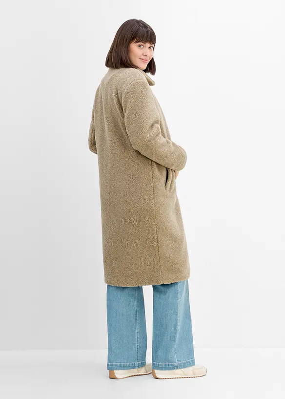 3-in-1 Umstandsmantel mit Trageeinsatz aus Teddyfleece in grün von hinten (im Anschnitt) - bonprix