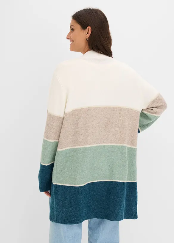 Longstrickjacke in beige von hinten (im Anschnitt) - bonprix