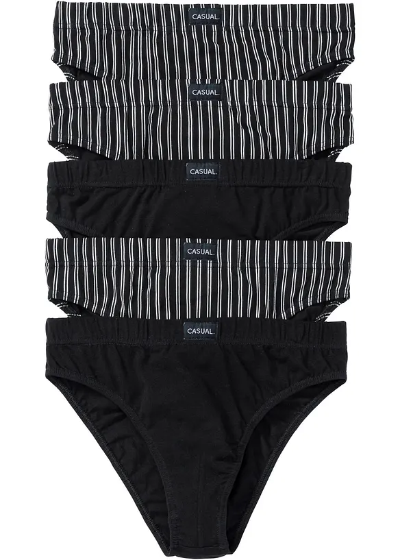 Slip mit Baumwolle (5er Pack) in schwarz von vorne - bonprix
